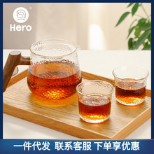 Hero日式锤纹分享壶透明玻璃咖啡杯耐高温茶杯防滑水杯手冲锤纹杯