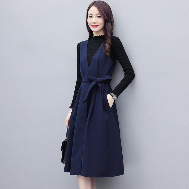 2021春秋装潮流舒适时尚套装套裙两件套a型连衣裙背心裙 毛衣