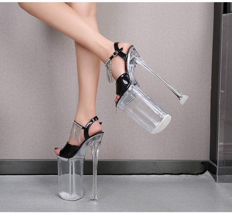 10326-6a水钻恨天高夜店超高跟鞋26cm车模凉鞋女矮人走秀钢管舞鞋