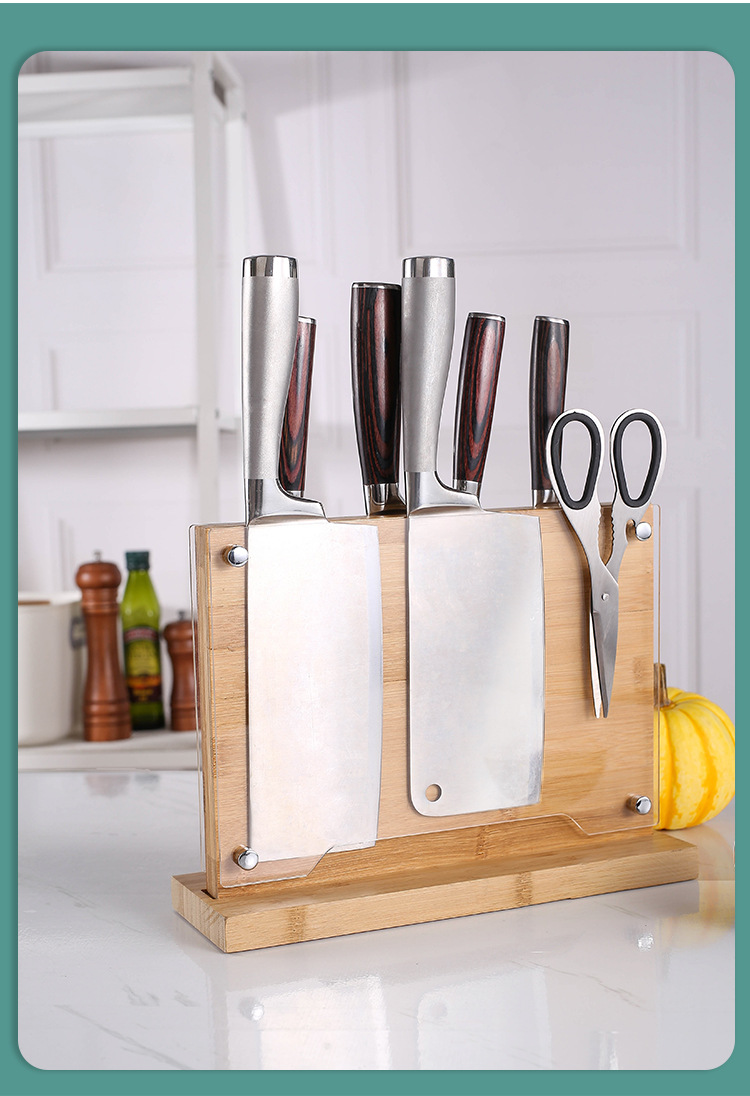刀架厨具磁性磁力磁吸刀架竹质厨房刀具置物架收纳刀座厂家批发