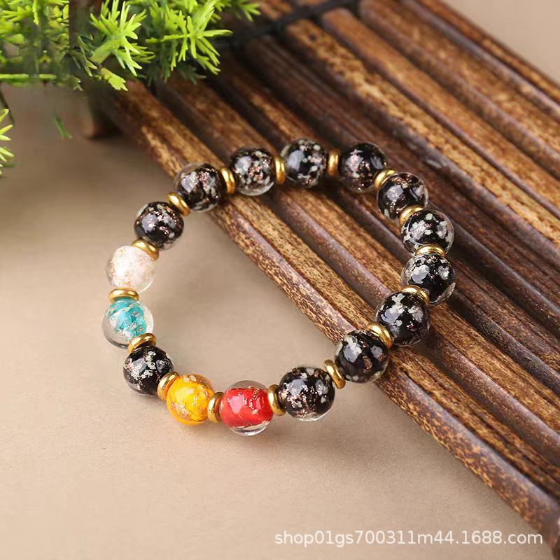 国风琉璃寺庙流通香灰手串小红书古法金沙夜光手串荧光手链情侣款