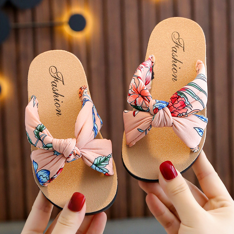 Bohemian Style Girls' Sandals Children's Slippers Sponge Comfortable Soft Casual Indoor and Outdoor Printed Fabric Sandals