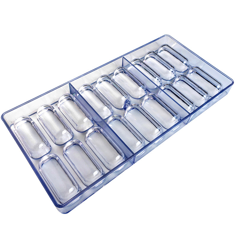 18连长条巧克力模 塑料模具 椭圆形药丸模 diy果冻布丁烘焙工具