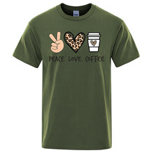 Peace Love Coffee Funny Graphic T Shirt Man