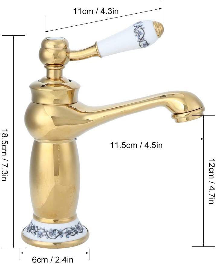 European-Style Antique Vintage Brass Faucet Blue and White Porcelain Faucet Magic Lamp Antique Black Gold Platinum Wash Basin Water Tap