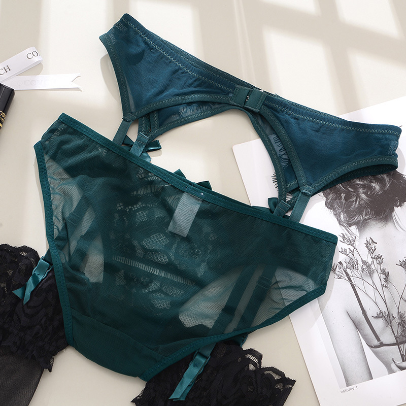 开始绽放蕾丝性感薄款诱惑吊袜带丁字裤丝袜套装女固定防滑吊带袜