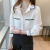 Real shot 2022 Spring new pattern fashion Simplicity jacket shirt Hit color design pocket Mosaic tassels shirt Real shot 2022 Spring new pattern fashion Simplicity jacket shirt Hit color design pocket Mosaic tassels shirt