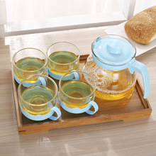 T9J5批发花茶壶五件套玻璃茶具茶壶花茶杯子套装过滤水壶礼品印字