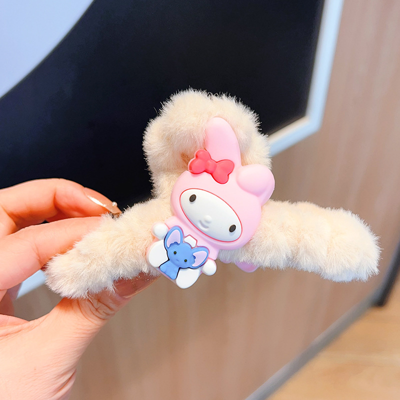 New Autumn and Winter Knock Large Plush Clow M Hair Claw Cute Dopamine Color Big Ear Dog Rabbit Grip Updo