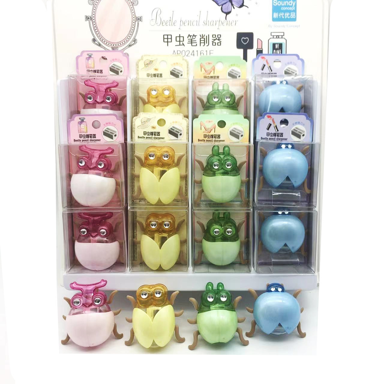 昆虫世界甲虫造型削笔器七星瓢虫卷笔刀独角仙甲壳虫笔刨转笔刀批