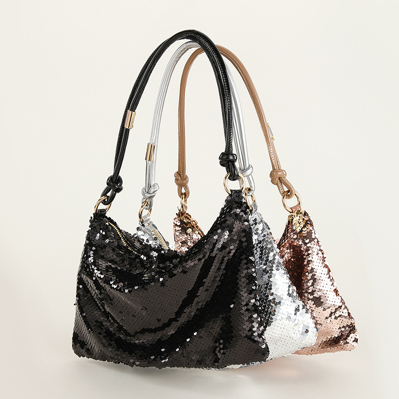 Spot 2022 New Europe and America Cross Border Sequin Knotted Underarm Bag Trendy Niche One Shoulder Female Dinner Bag