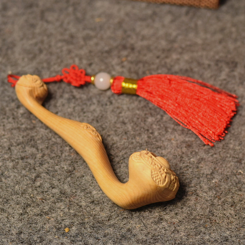 小叶黄杨木如意手把件 文玩木质工艺品小件 红木雕刻挂件送礼品