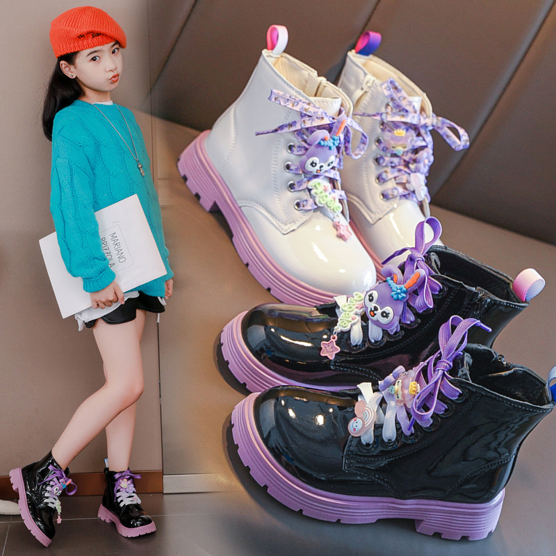 女童靴子秋冬2024新款韩版时尚女孩单靴儿童马丁靴中大童公主短靴