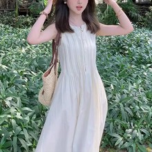 休闲慵懒【心动周末】2024年夏季新款设计感连衣裙女小个子背心裙