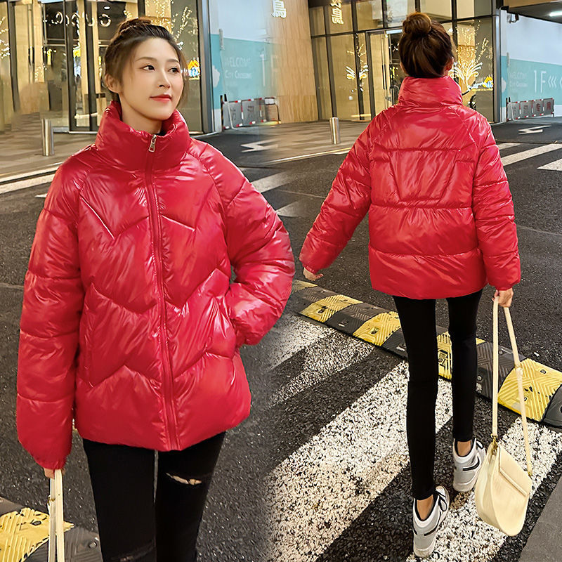 off-Season down Cotton-Padded Coat Women's Short Stand Collar 2023 Winter New Korean Style Bright Surface Loose Thick Cotton Coat Jacket Tide