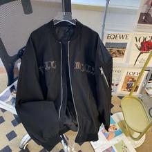 美式vintage字母刺绣飞行员夹克男春秋季高街vibe休闲棒球服外套