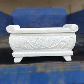 特价汉白玉石头小香炉公墓祠堂供奉石雕摆件长方形大理石香炉刻字