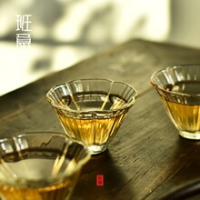 7L8K 耐热玻璃功夫茶杯皱菊纹品茶杯杯子茶具套装锤纹复古透明