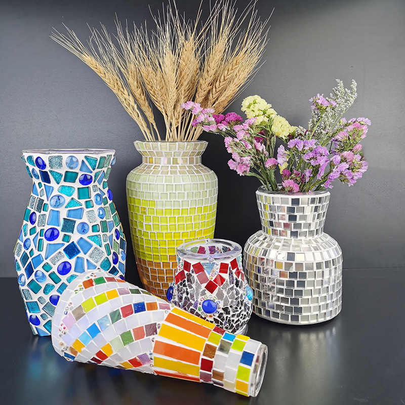 手工diy 马赛克玻璃花瓶材料包打发时间幼儿园儿童亲子活动自制作