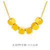 Sufficient gold 999 Small sugar necklace 24K gold Kim Pendant 3D square Transport Kim Nested chain
