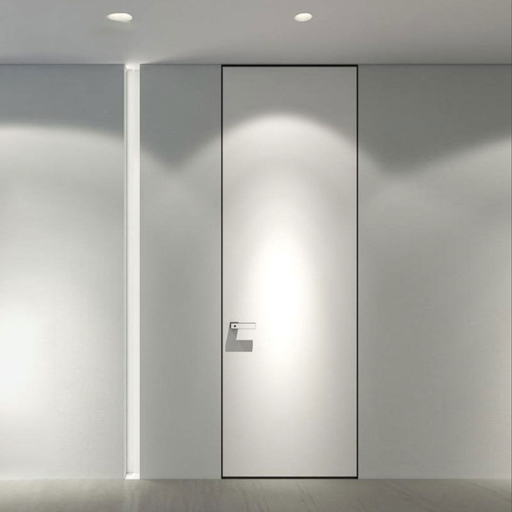 可涂料窄框铝木门简约风极简卧室房间木门无框门实木套装隐形暗门