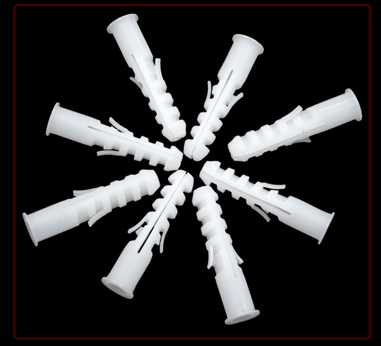 厂家批发pe塑料膨胀管白色尼龙胶塞带孔鱼形壁虎m5/6/8/10/14胶粒