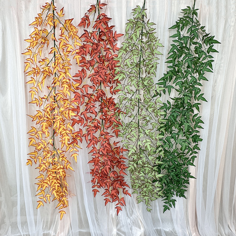artificial flower artificial plant  Rattan 1.7 M Locust Leaf Willow Leaf Jujube Leaf South Bamboo Rattan Indoor Decoration Fake Branches Wholesale