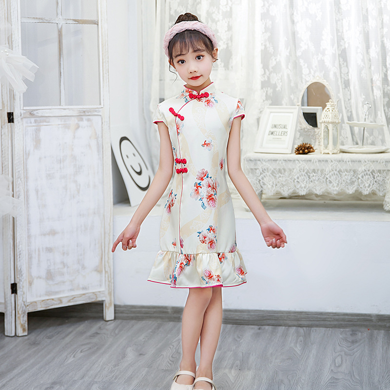 儿童旗袍裙新款女童夏季改良旗袍小女孩旗袍连衣裙一件代发-阿里巴巴