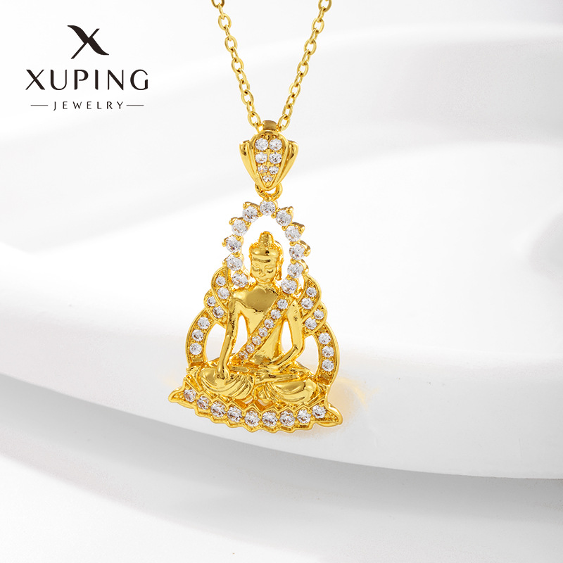 Xuping Jewelry Southeast Asian Fashion Retro Buddha Pendant Brass Gold Plated Inlaid Zirconium Men‘s and Women‘s Personalized Pendant Accessories