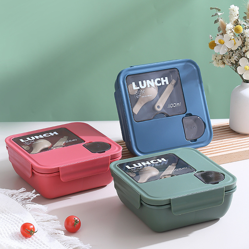 Office Worker Fat-Reducing Light Food Lunch Box Lunch Box Sauce Dipping Salad Box Cutlery Bento Box Tableware Picnic Rice Bowl Cross-Border