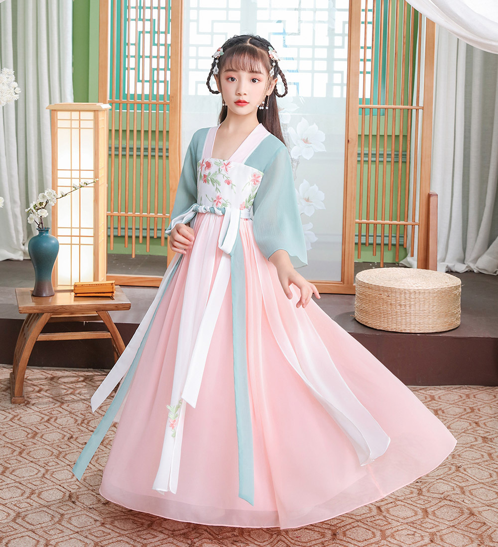 女童古装连衣裙大童超仙女汉服襦裙子童装古风儿童公主中国风夏装