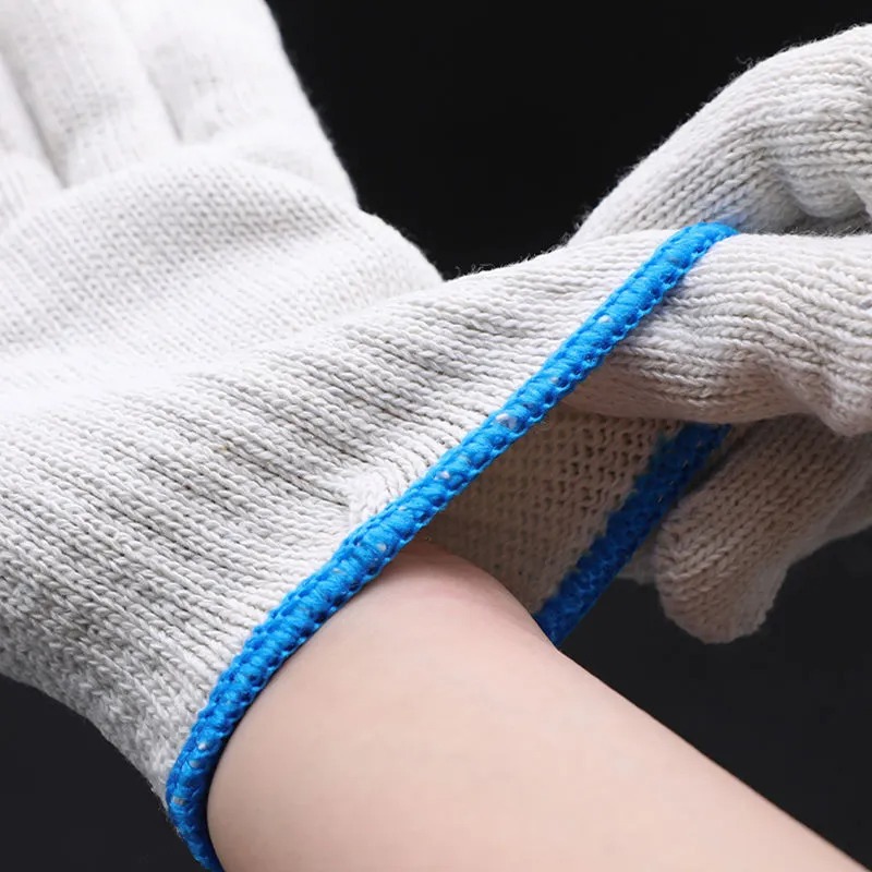 Labor Protection Gloves Cotton Gloves Work Thickened Non-Slip Nylon Knitted Lampshade Cotton Wear-Resistant Cotton Yarn White Gloves Wholesale