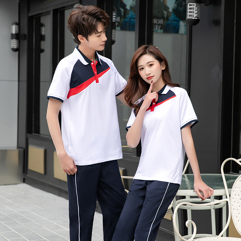 校服班服套装夏季初中高中学生棉质班级服短袖男女同款大码工作服