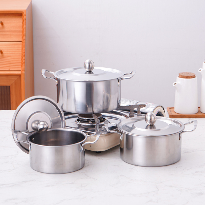 Stainless Steel Cookware Set Three-Piece Set Pot Set Gift Dual-Sided Stockpot