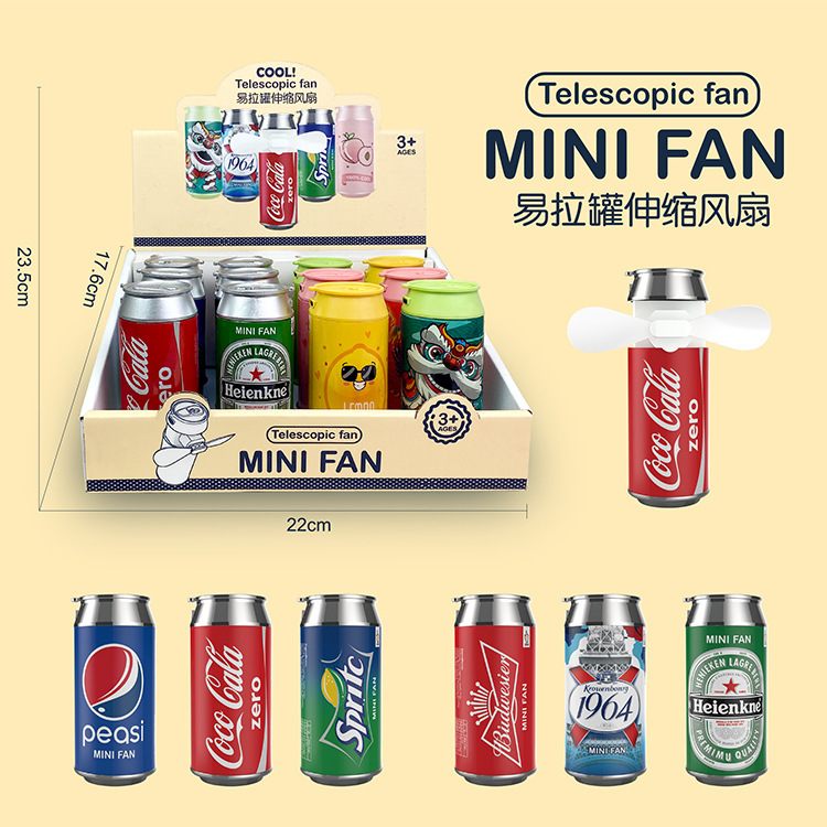 summer new cans fan usb charging student dormitory game machine personalized tiktok mini drink fan