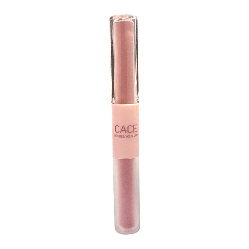 [Mirror + Matte] Double-Headed Lip Lacquer Transparent Water and Light Sense Low Saturation Lip Mud Pseudo Plain Lipstick White Student