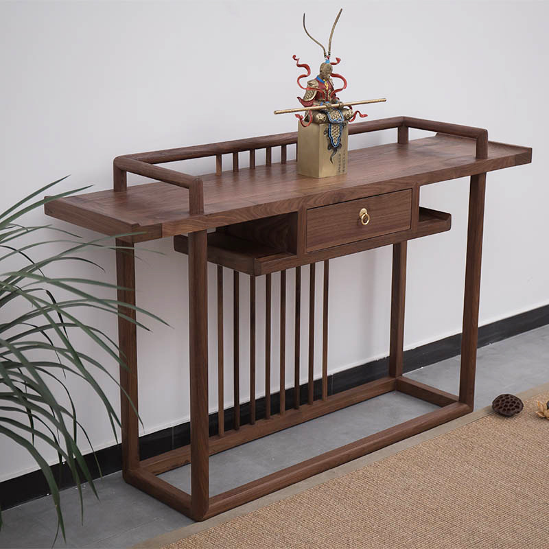 老榆木条案玄关桌新中式实木条几现代简约财神供桌案台仿古家具