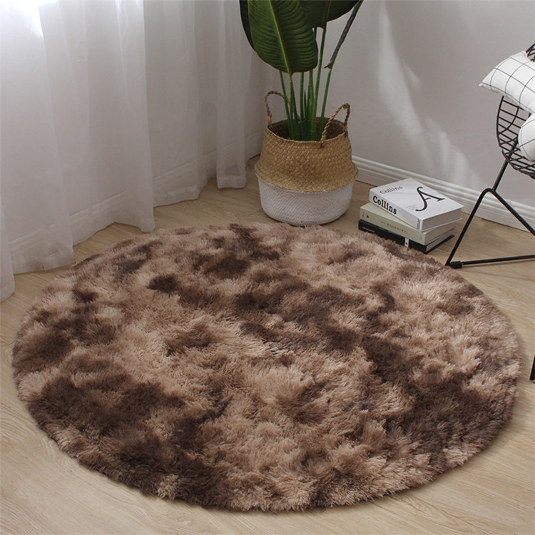 Cross-Border Tie-Dyed Carpet round Plush Variegated Gradient Floor Mat Hanging Basket Cushion Computer Chair Cushion Dressing Table Tent Mat