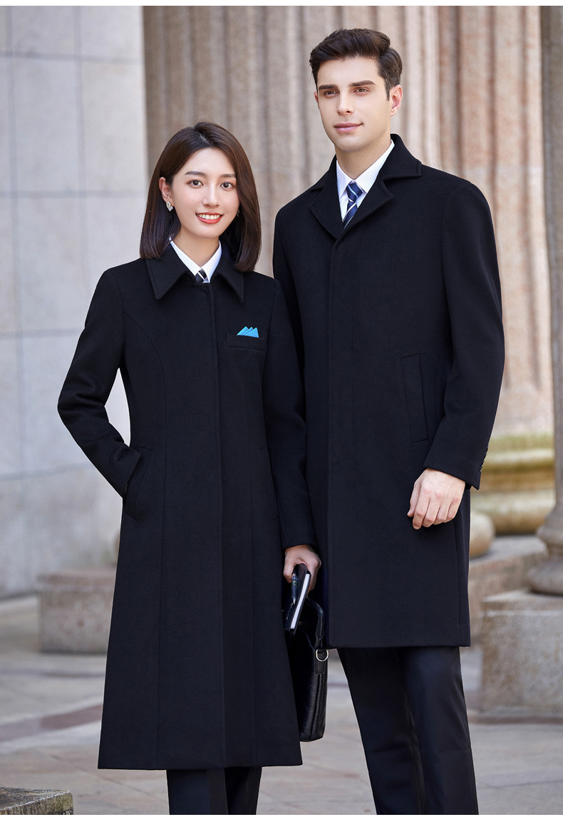 男女工装羊毛职业大衣长款置业顾问冬装售楼部物业工作服毛呢外套
