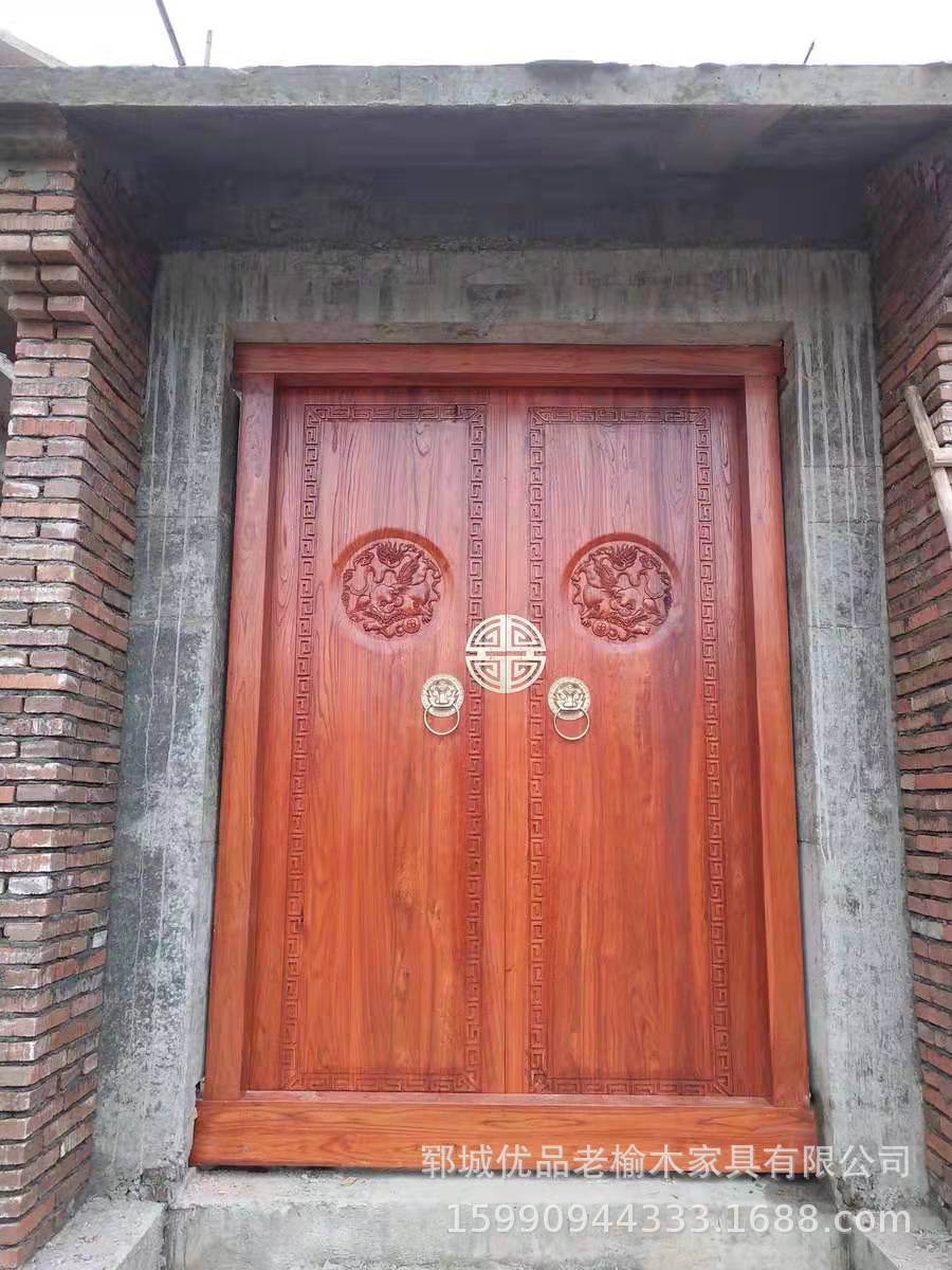豪华别墅大门自建房实木庭院进户门原木双开平开入户木门家用大门
