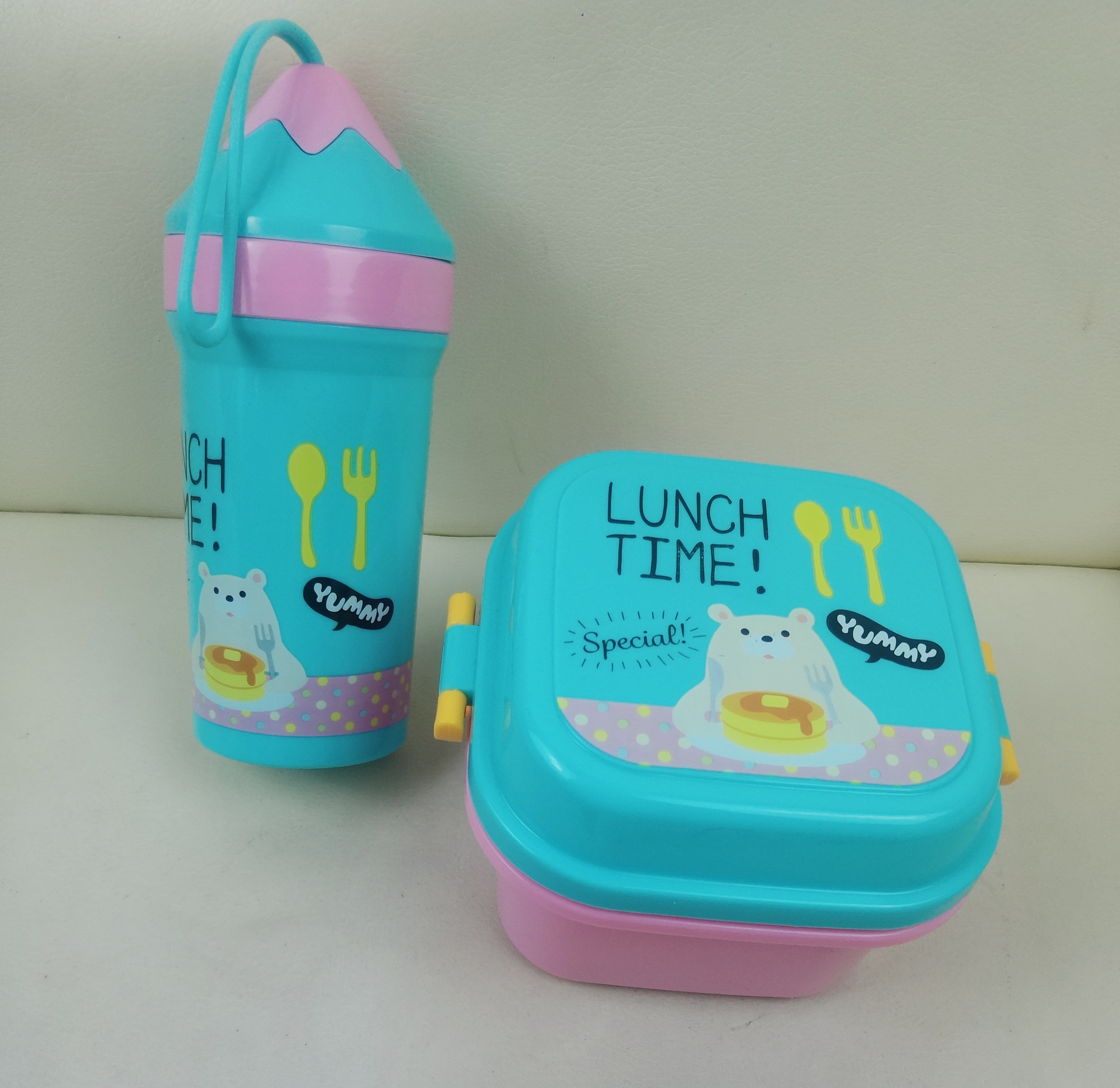 Children's Plastic Lunch Box + Kettle Set