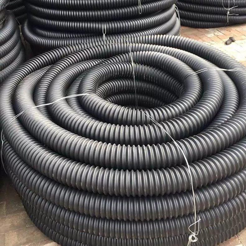 hdpe碳素管100米一卷黑色螺旋波纹管市政路灯电线缆地埋工程套管