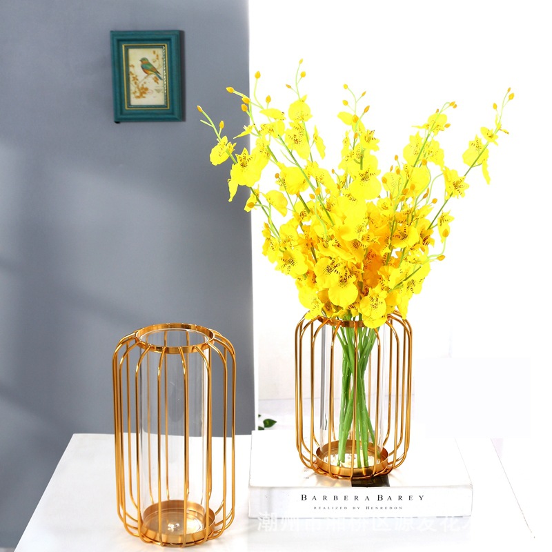 Creative and Slightly Luxury Hydroponic Iron Vase Festive Lantern Emulational Flower Decoration Vase