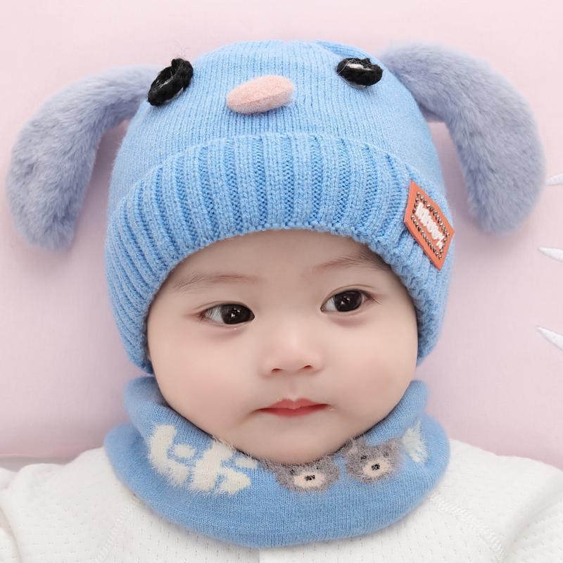 婴儿帽子季婴幼儿男女宝宝可爱超萌卡通保暖护耳针织毛线帽子