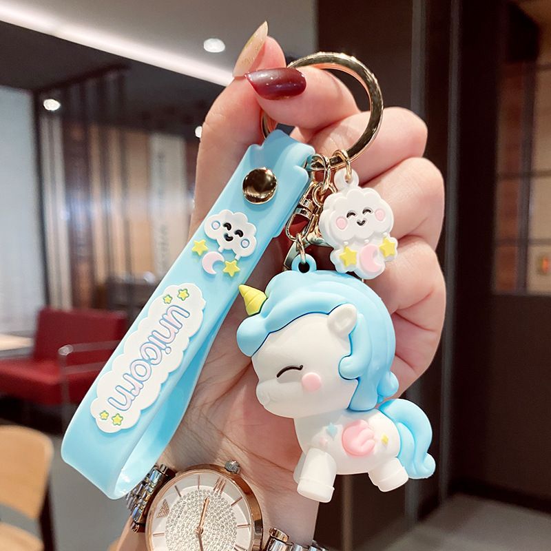 Cute Girl Keychain Cars and Bags Doll Pendant Cartoon Unicorn Small Gift Hanging Stall Crane Machine