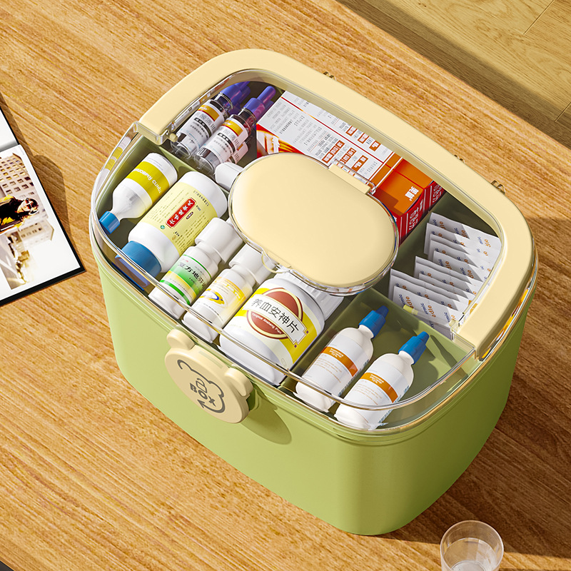 Household Large Medicine Box Plastic Multi-Layer Compartment Medicine Storage Box Portable Family Emergency Portable First Aid Dustproof