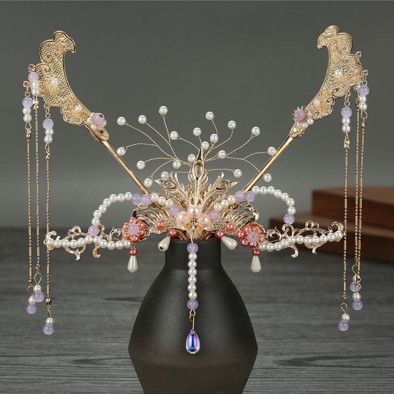 汉服古风发簪头饰流苏步摇超仙珠子簪子发叉全套发饰头冠古装配饰