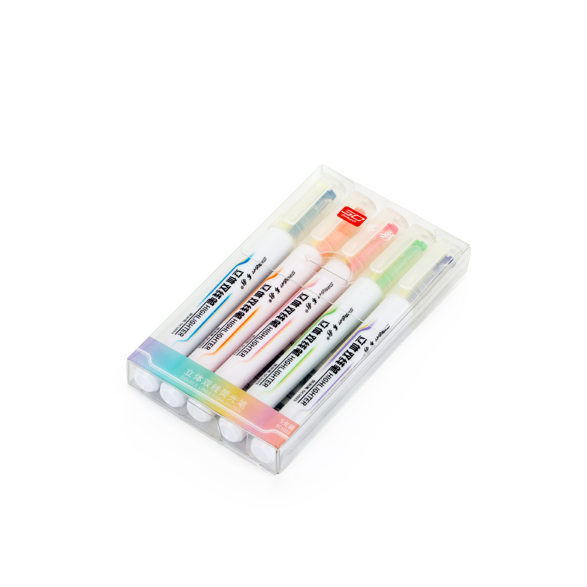 Two-Color Double Line Fluorescent Pen Student Work Stationery Direct Supply Multi-Color Fluorescent Pen Wholesale One Double Color Fluorescent Pen