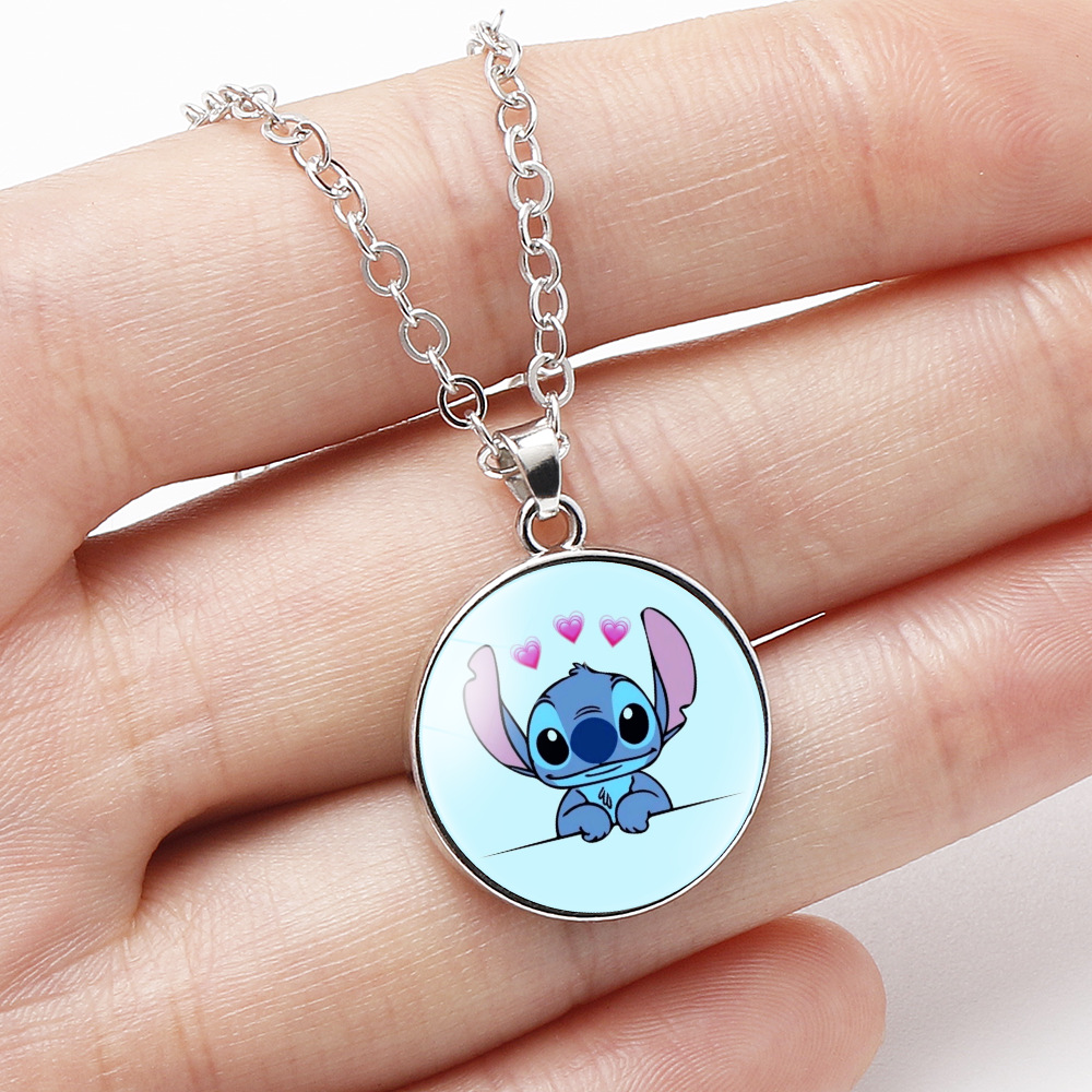 Stitch Cartoon Pattern Time Stone Single-Sided Necklace Cross-Border New Accessories Stitch Stitch Necklace