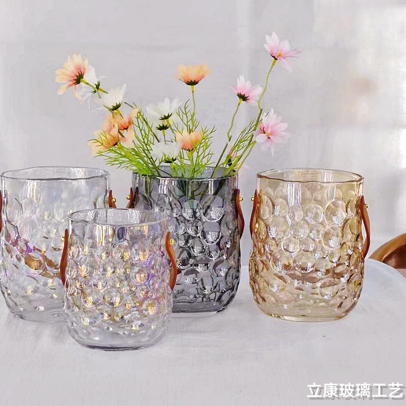 Factory Direct Sales Light Luxury Creative Bead Point Thickened Handbags Vase Hydroponic Flowers Table Decoration Flower Arrangement Ornaments